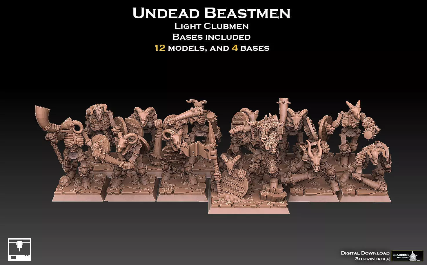 Undead Beastmen Light Club men 3D print model_0