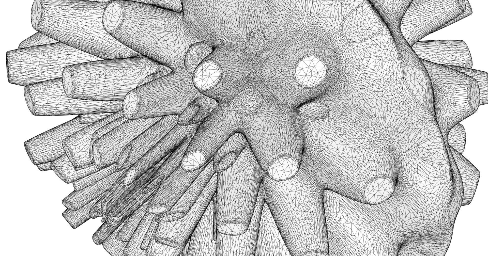 Coral dahlia flower 3D model_6