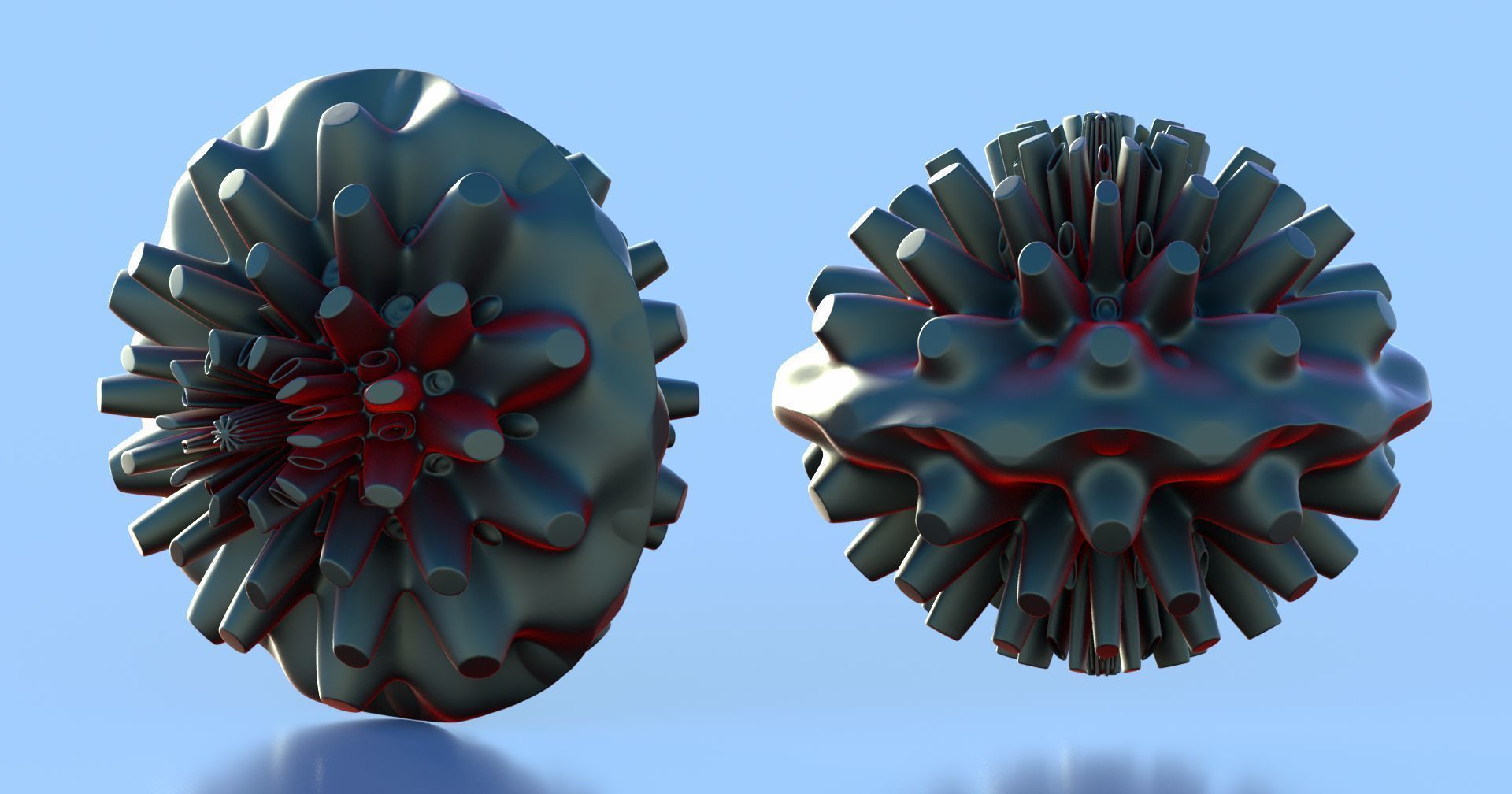 Coral dahlia flower 3D model_2