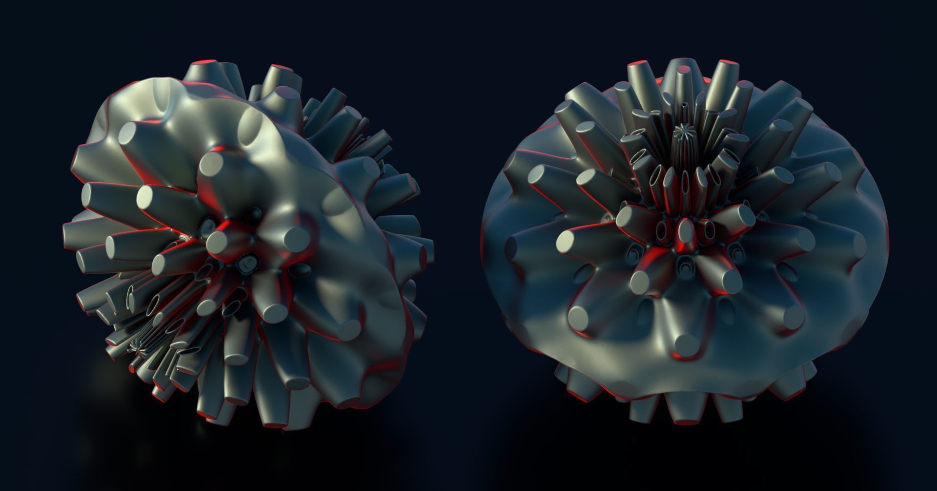 Coral dahlia flower 3D model_7