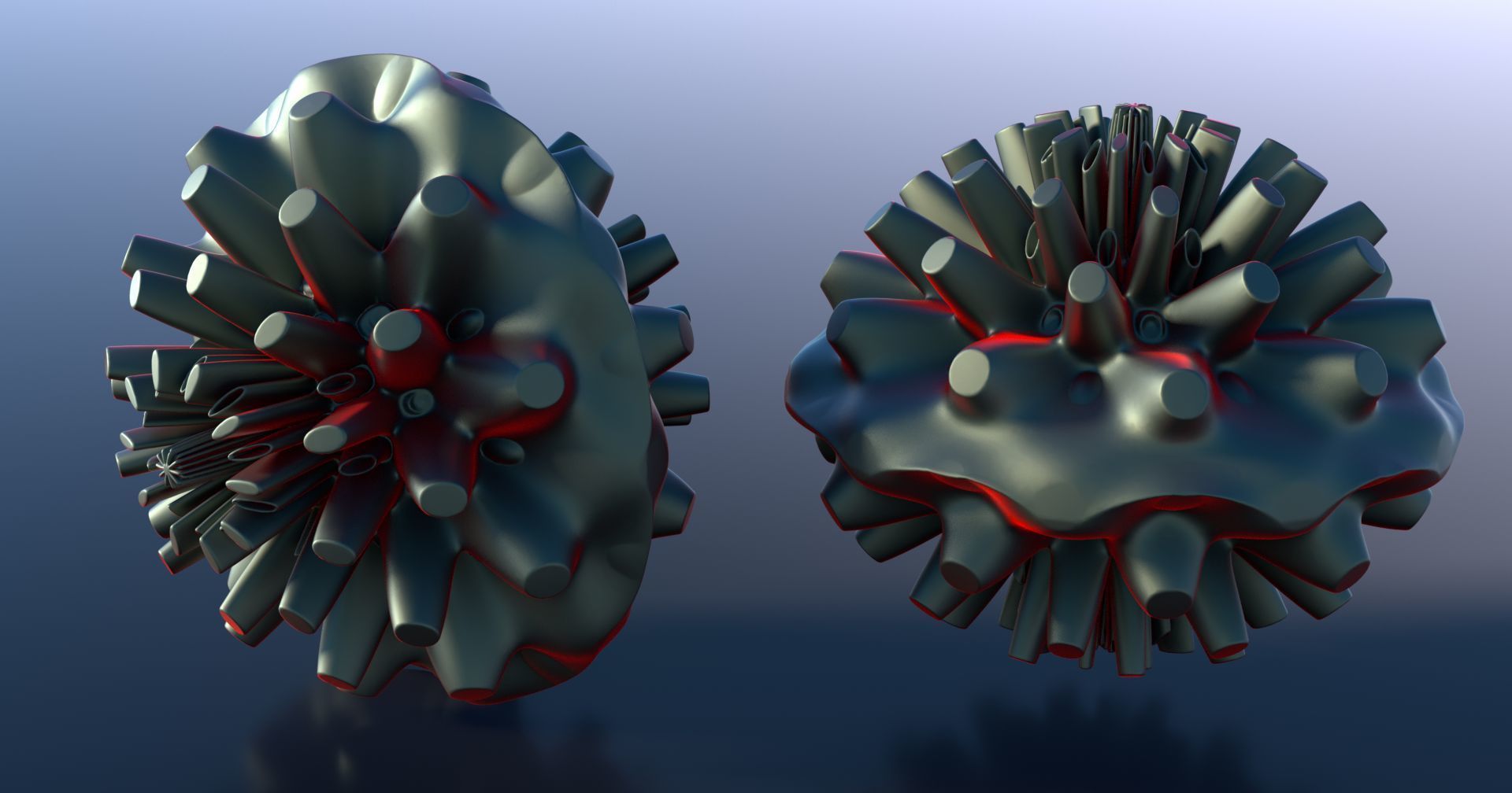 Coral dahlia flower 3D model_3