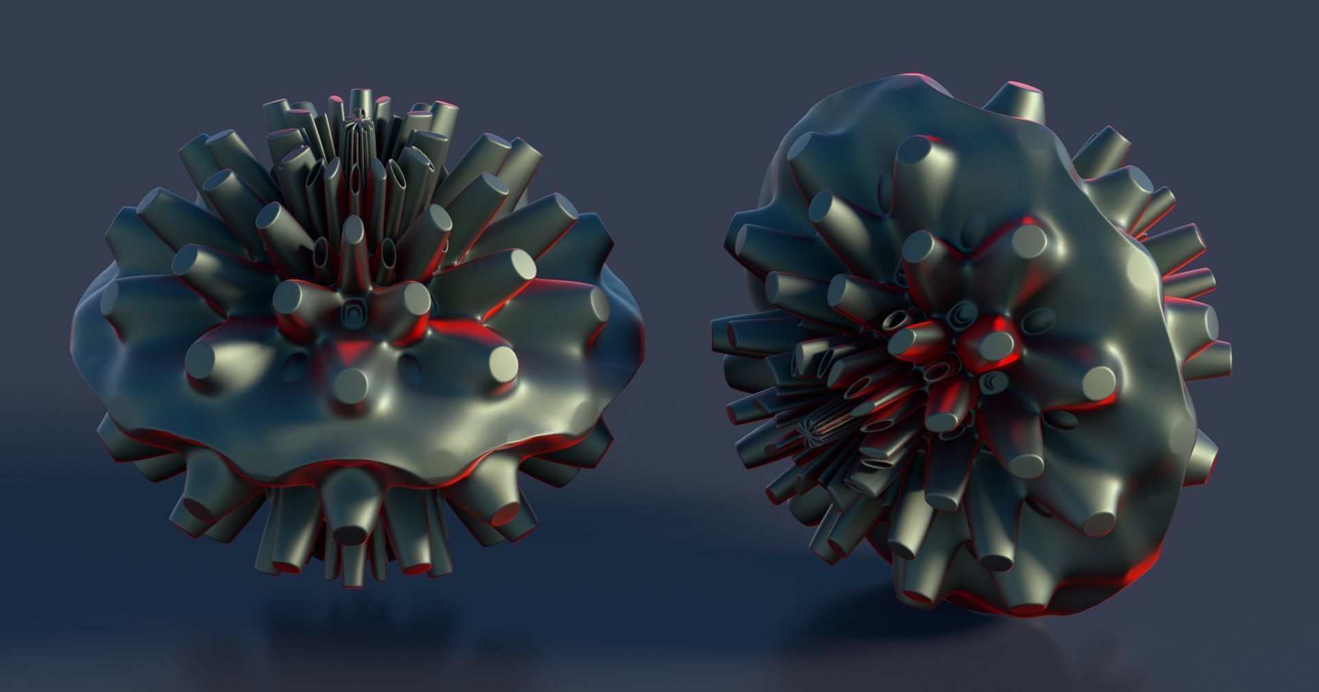 Coral dahlia flower 3D model_4