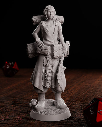 MINIATURE - POST APOCALYPTIC ZOMBIE GIRL 3D print model