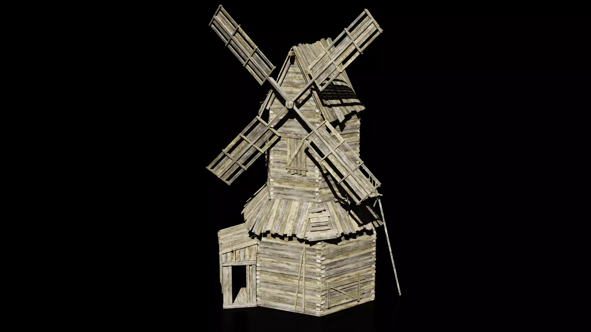 mill windmill Low-poly 3D model_0
