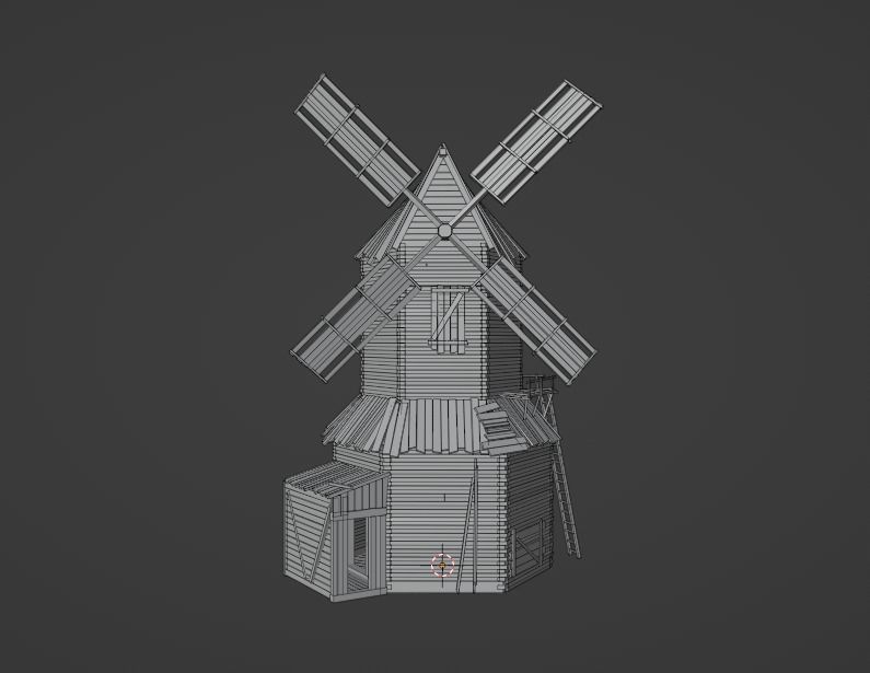 mill windmill Low-poly 3D model_9