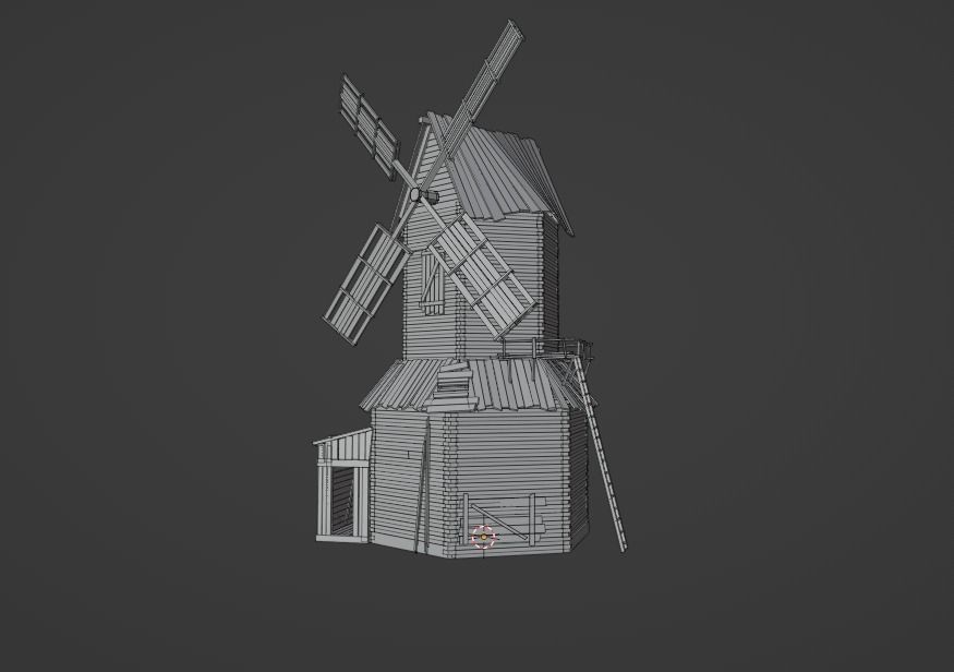 mill windmill Low-poly 3D model_8
