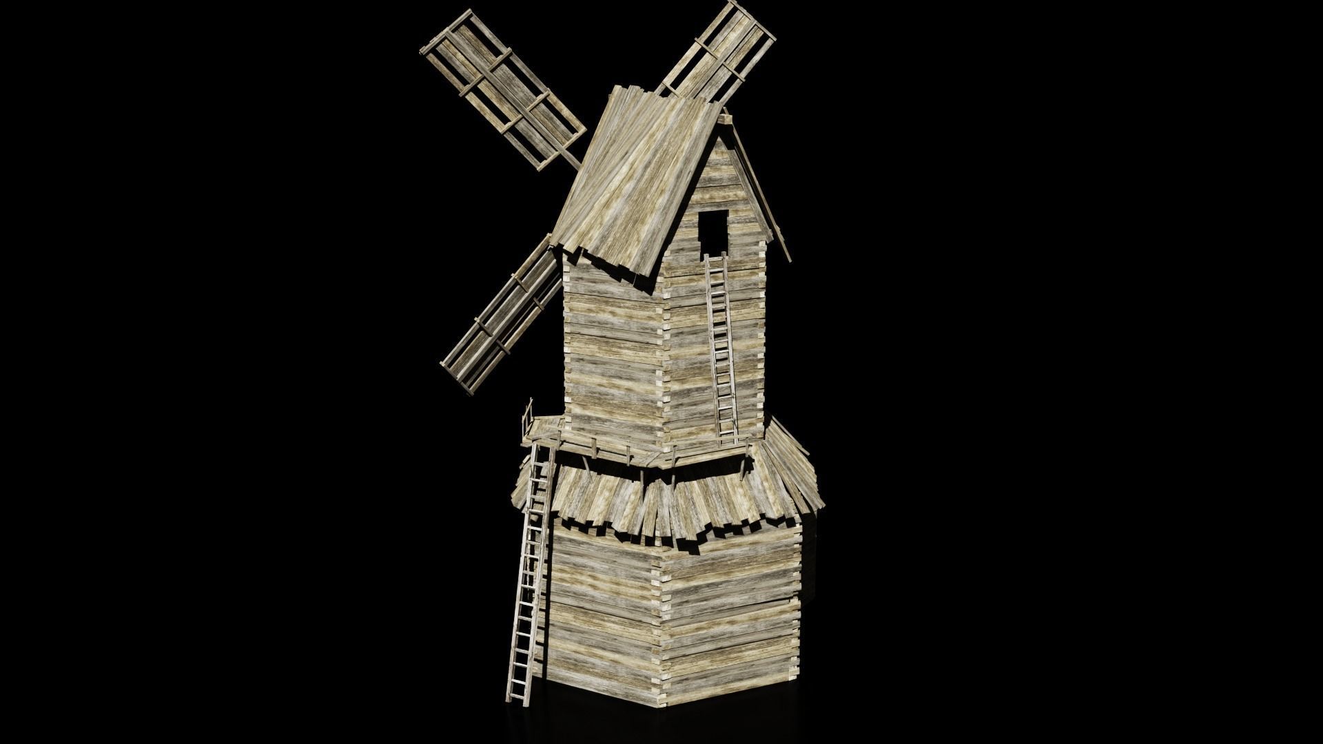 mill windmill Low-poly 3D model_2