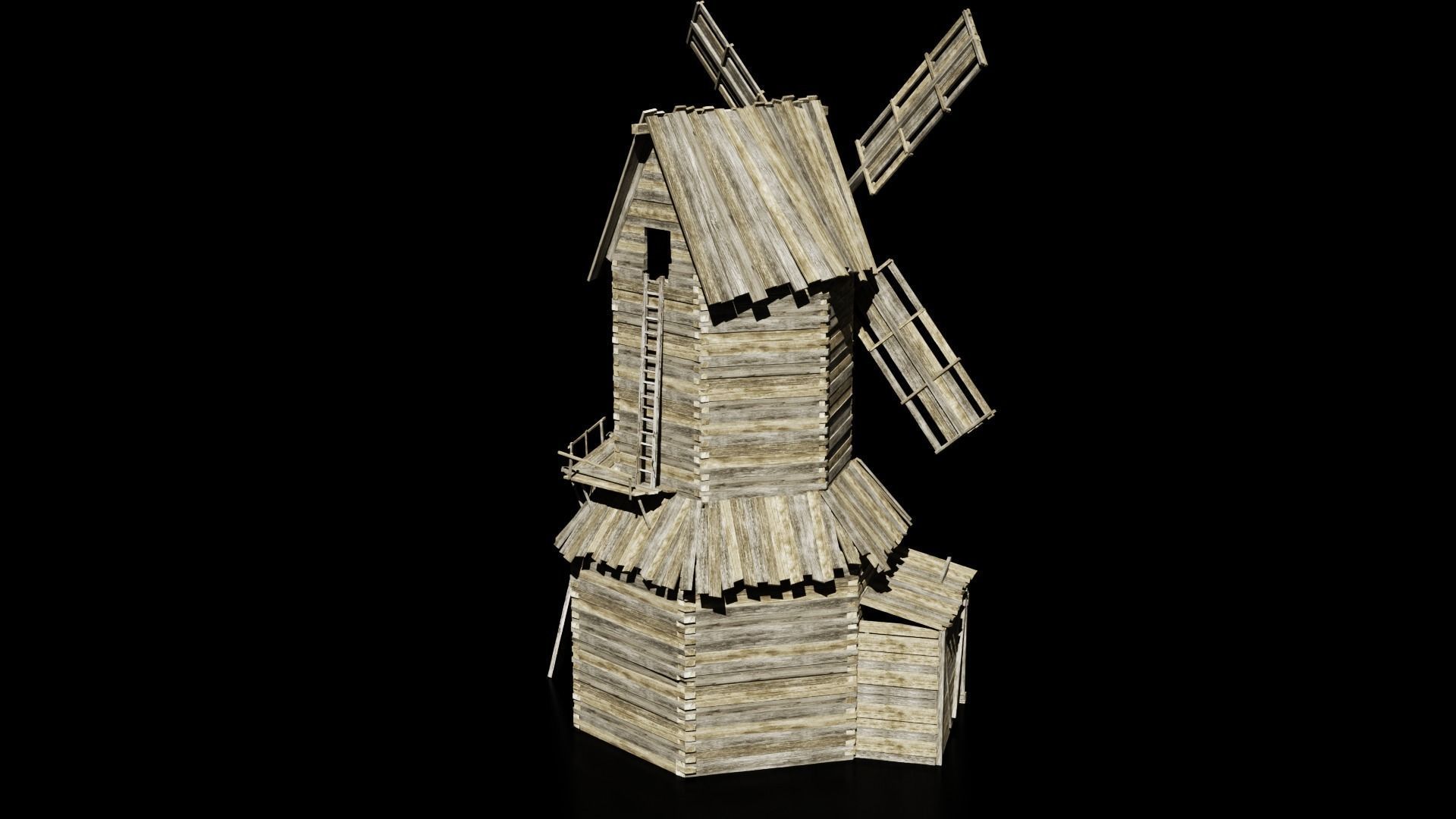 mill windmill Low-poly 3D model_3