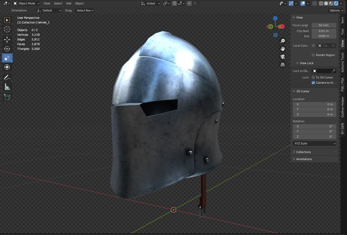 Knight Helmet Low-poly 3D model_6