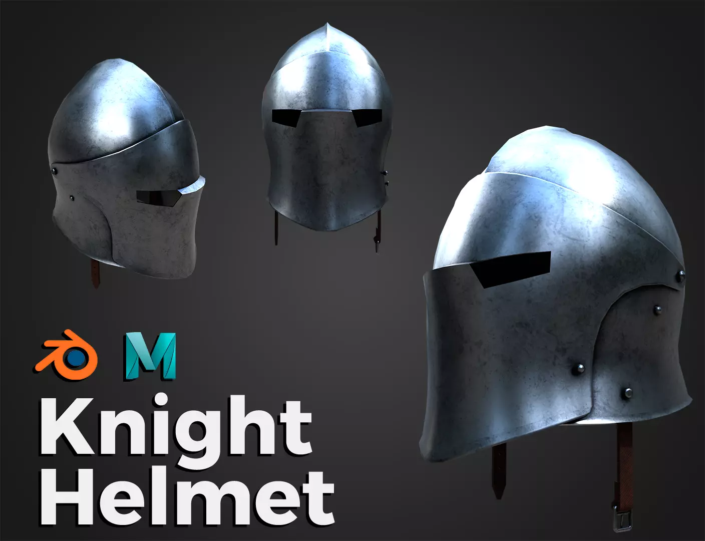 Knight Helmet Low-poly 3D model_0