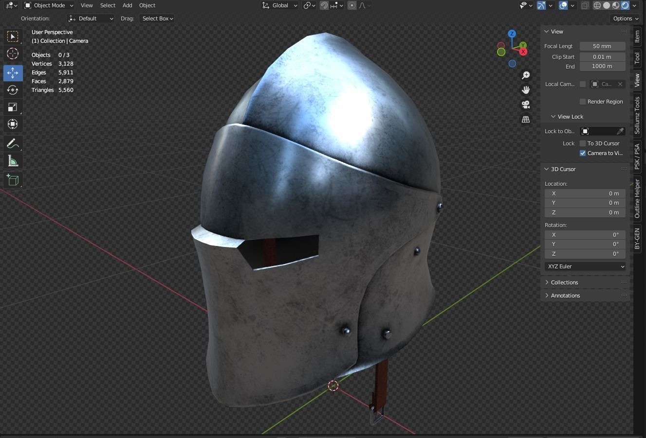 Knight Helmet Low-poly 3D model_9