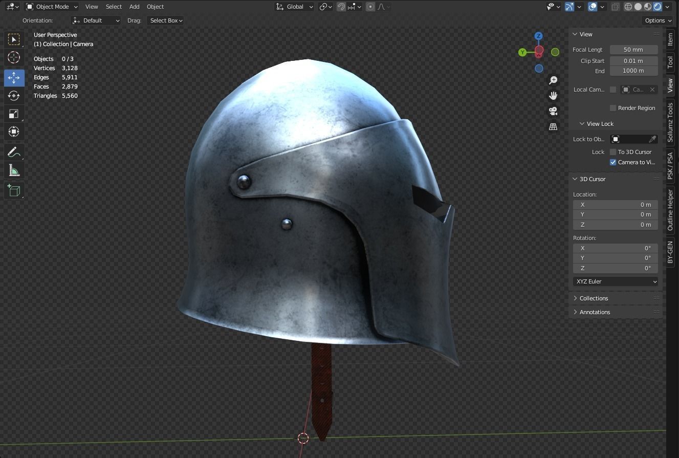 Knight Helmet Low-poly 3D model_8