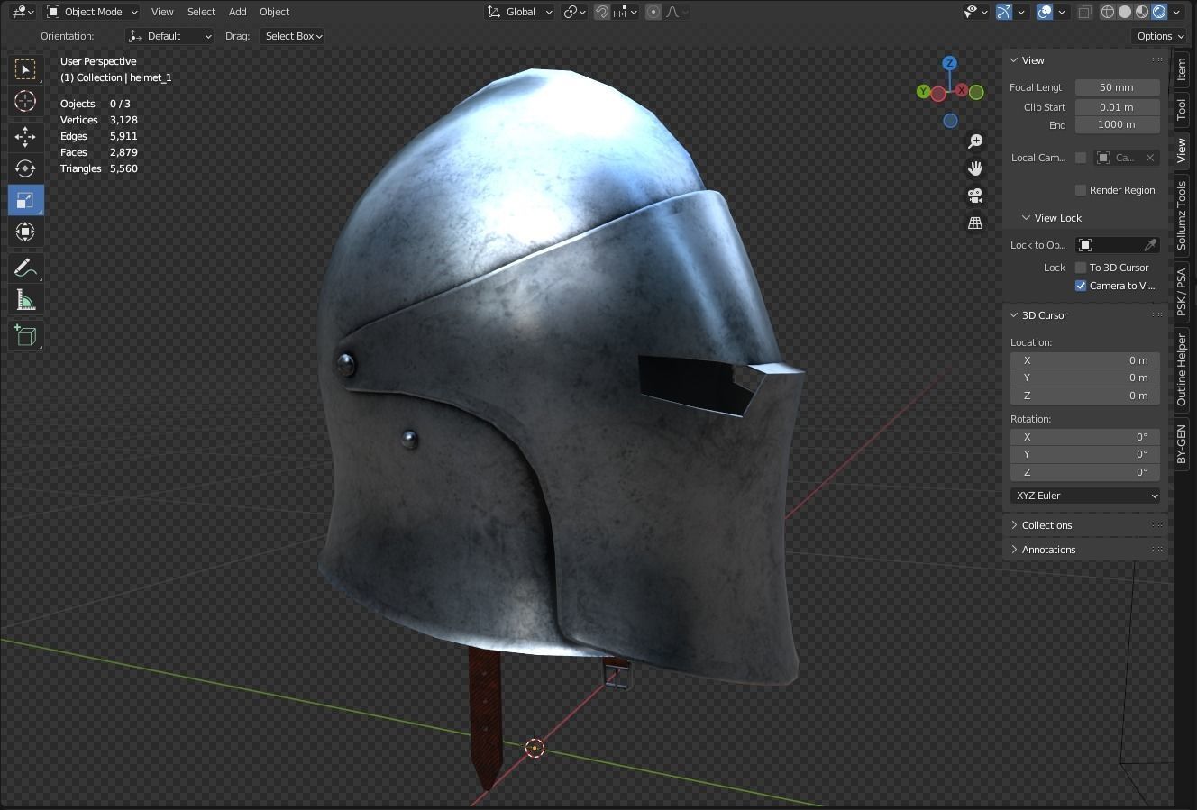Knight Helmet Low-poly 3D model_7