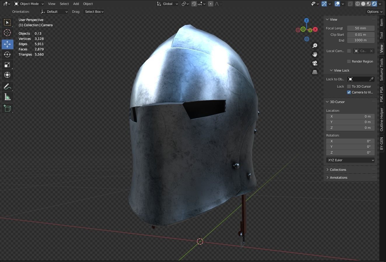 Knight Helmet Low-poly 3D model_25
