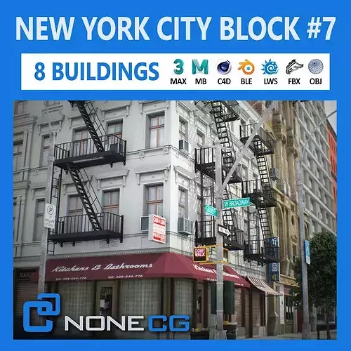 New York Block Set 7 V2 Low-poly 3D model
