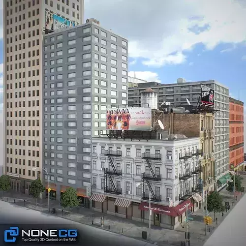 New York Block Set 7 V2 Low-poly 3D model 2