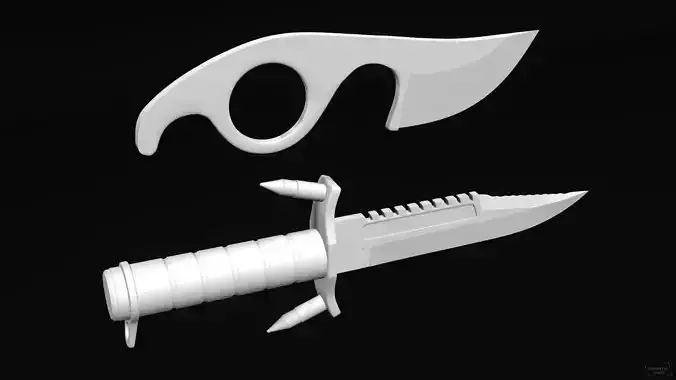 Knife 2 and pair of scissors