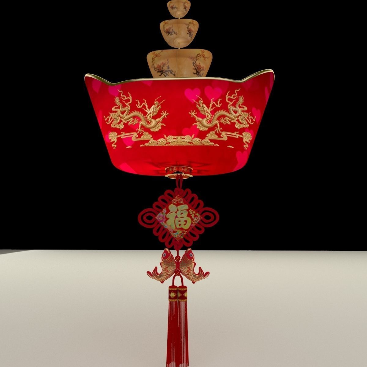 Chinese gold Ingot lantern  3D model_2