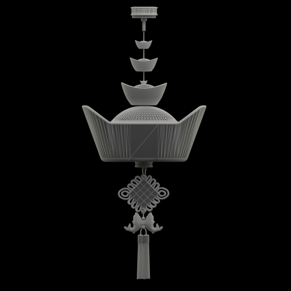 Chinese gold Ingot lantern  3D model_6