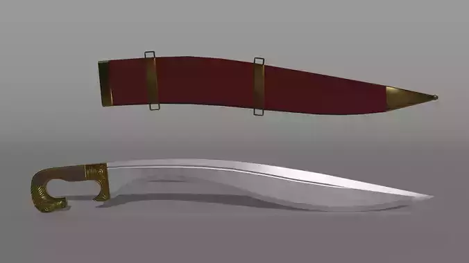 Falcata sword and knife Low-poly 3D model