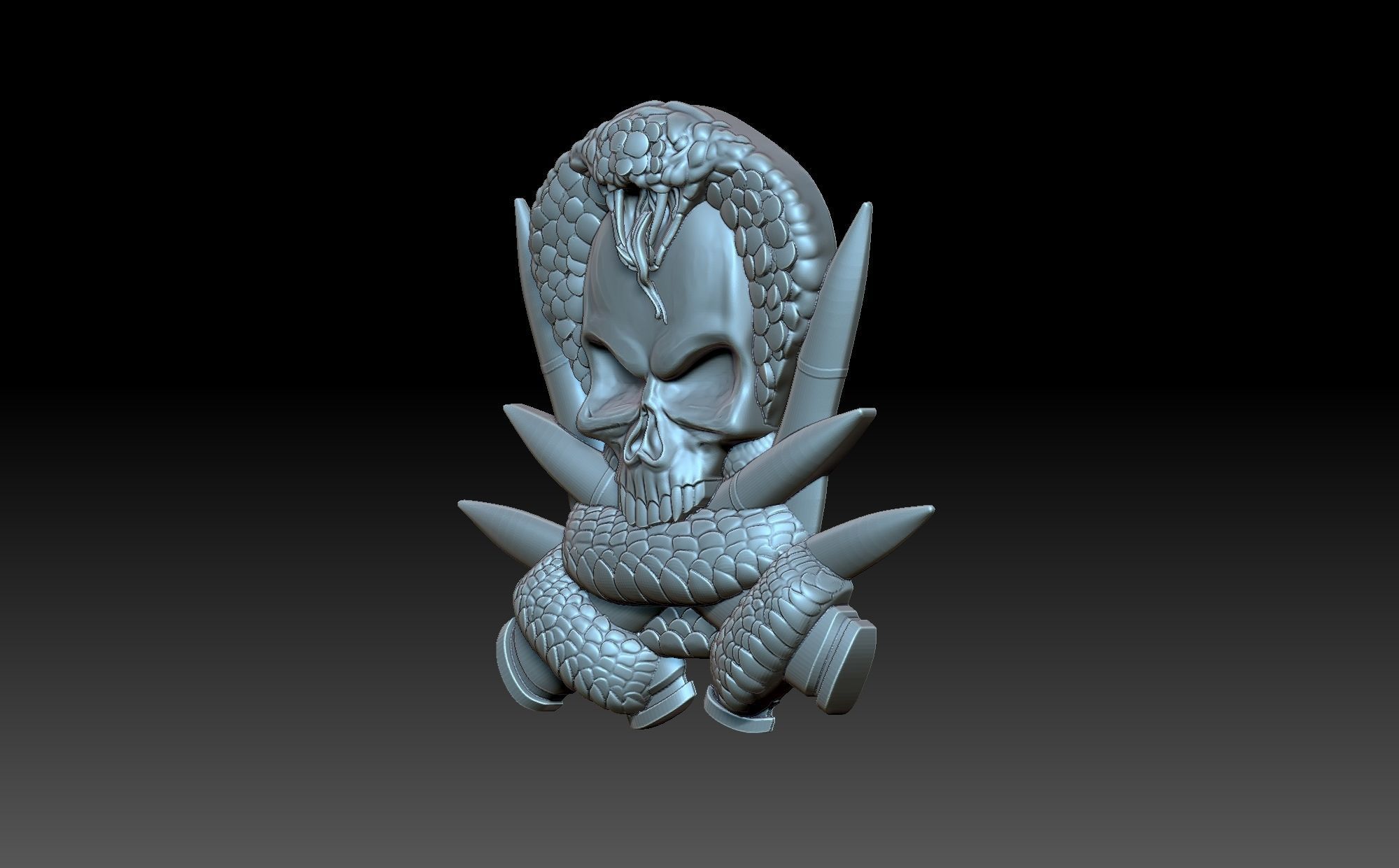 Skull and snake 3D print model_1