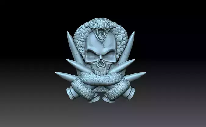 Skull and snake 3D print model