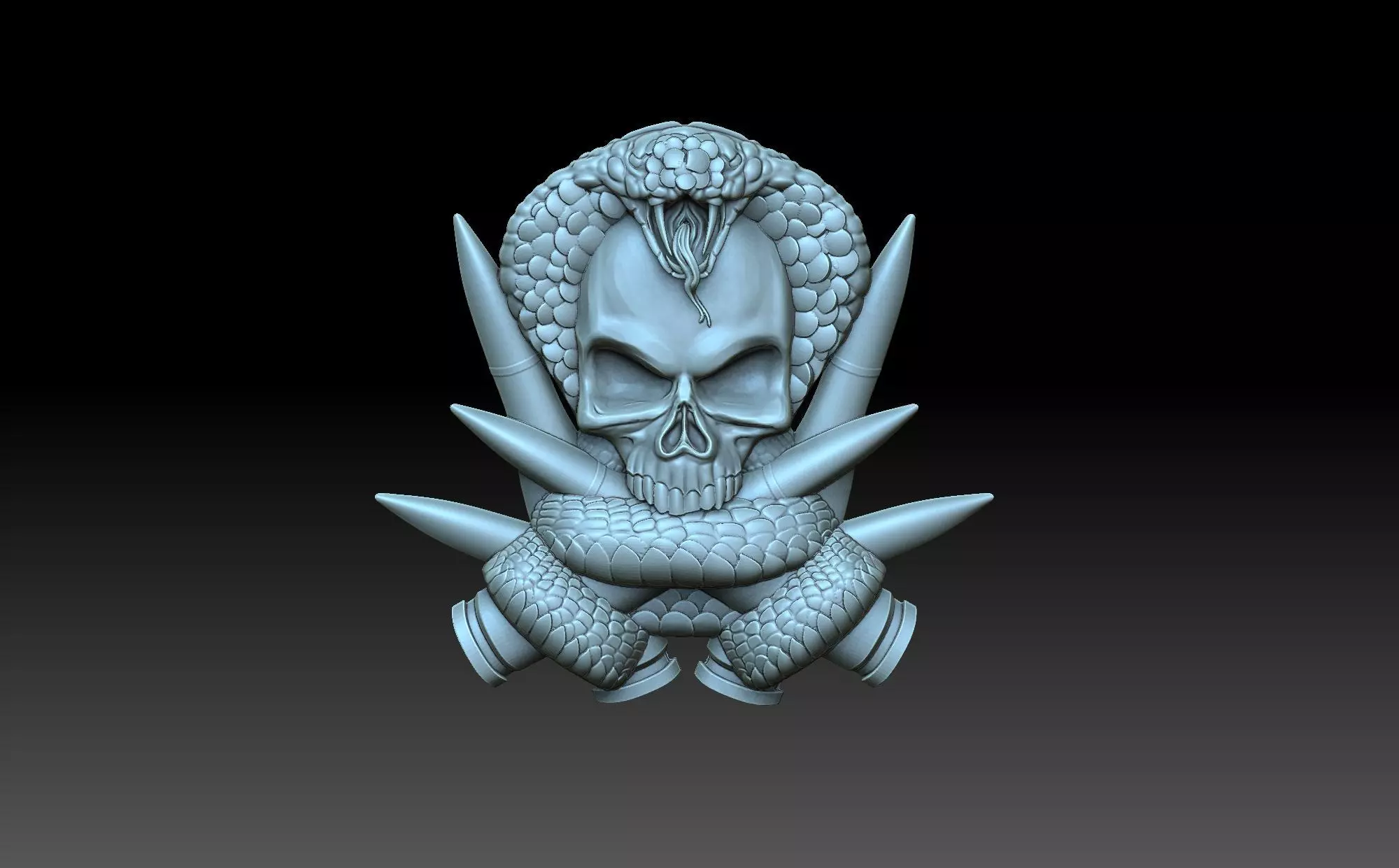 Skull and snake 3D print model_0