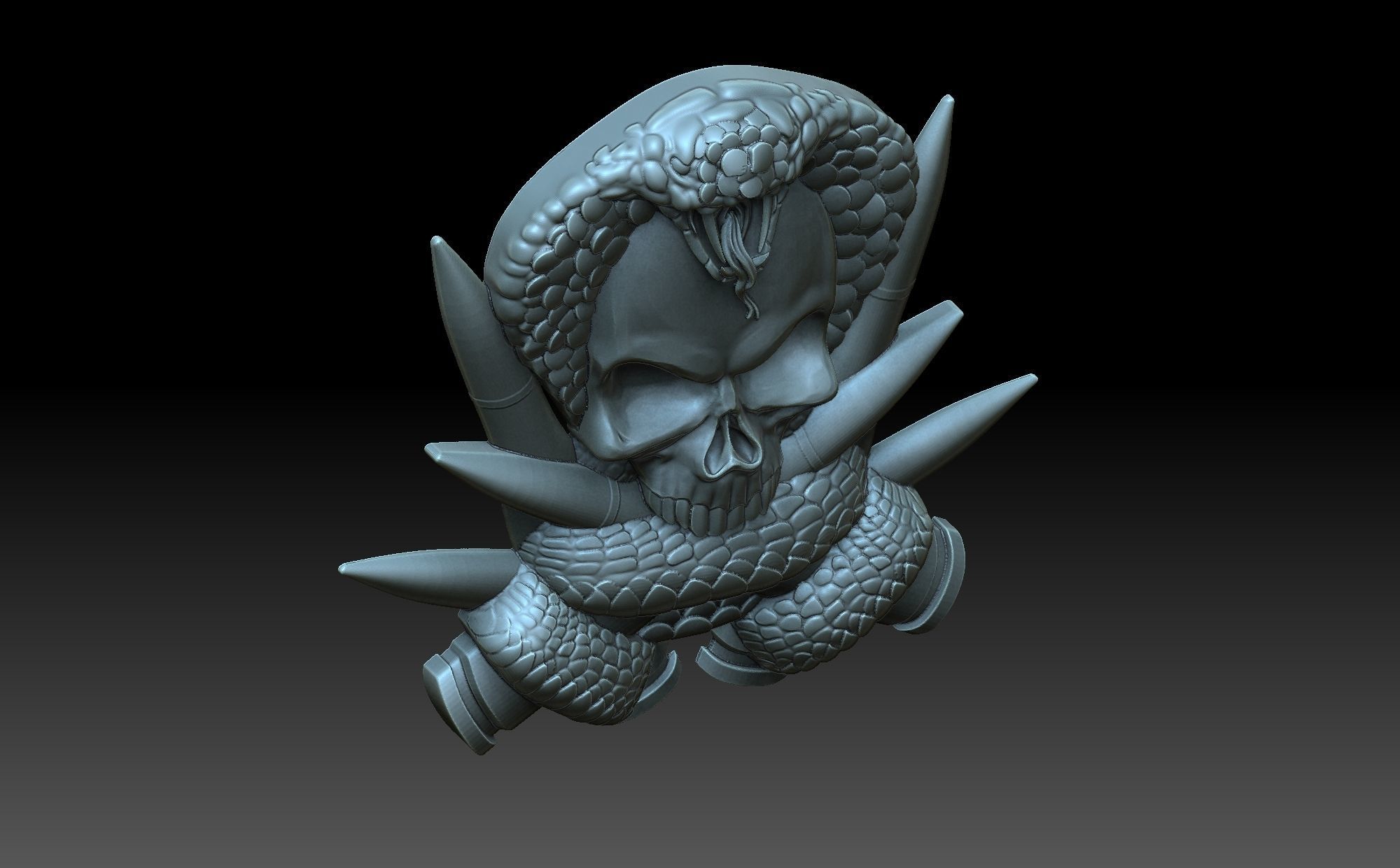 Skull and snake 3D print model_6