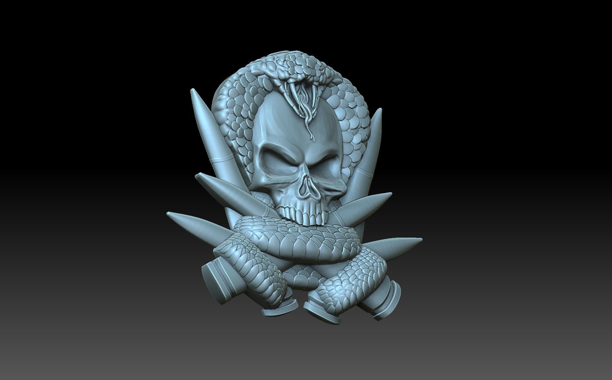 Skull and snake 3D print model_4