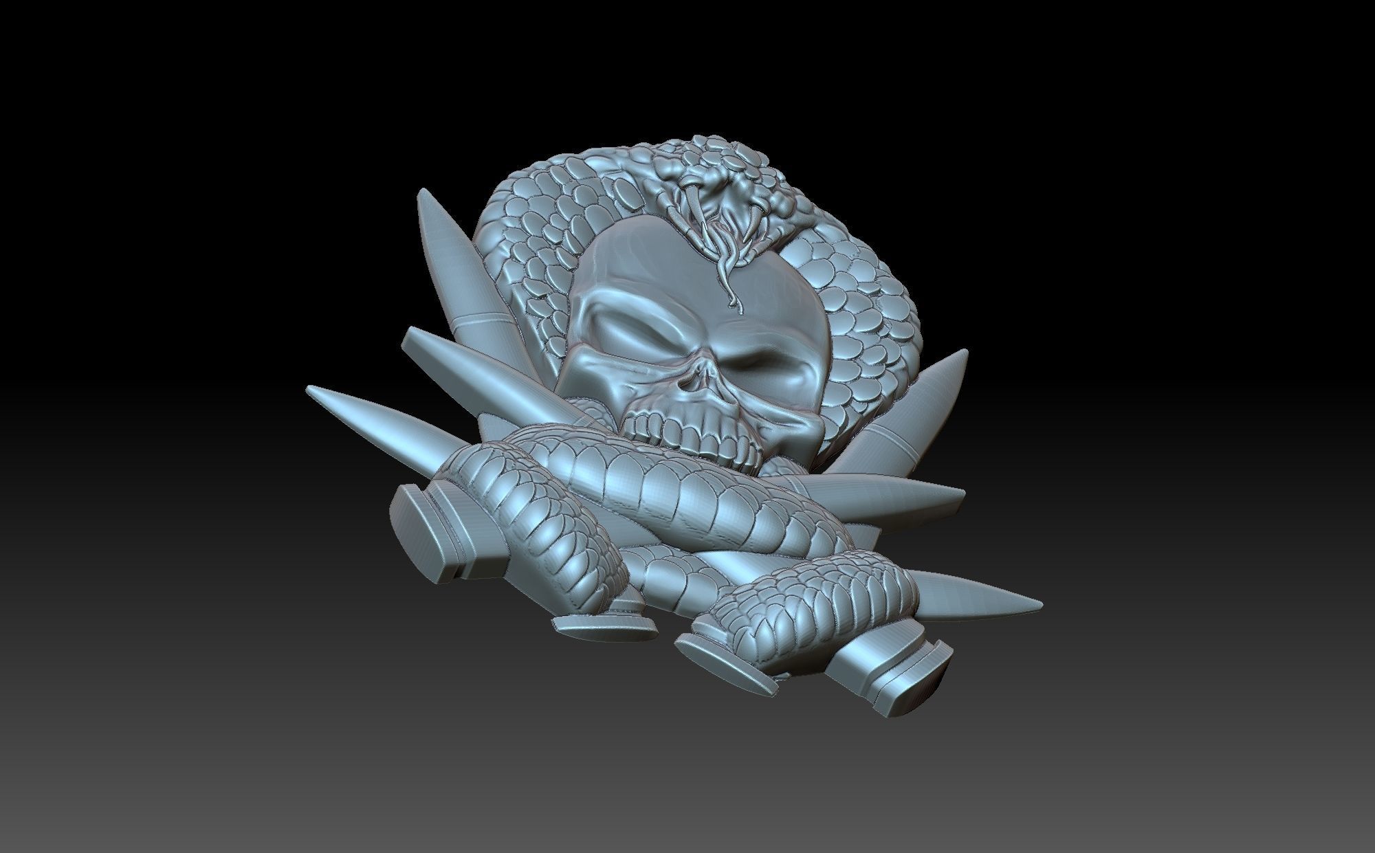 Skull and snake 3D print model_5