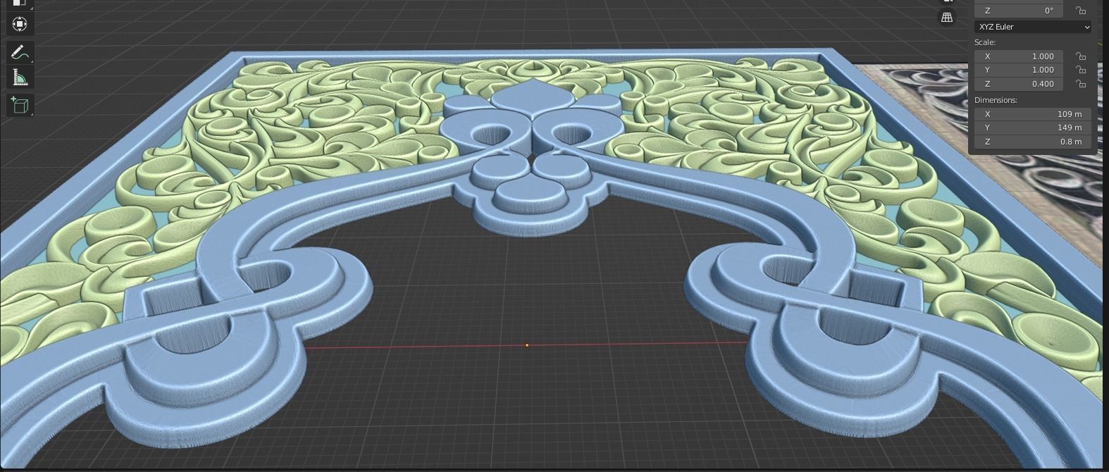 wood carving of the eastern arch 3D model_4