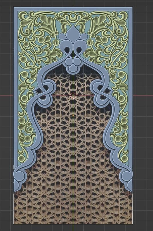 wood carving of the eastern arch 3D model_1