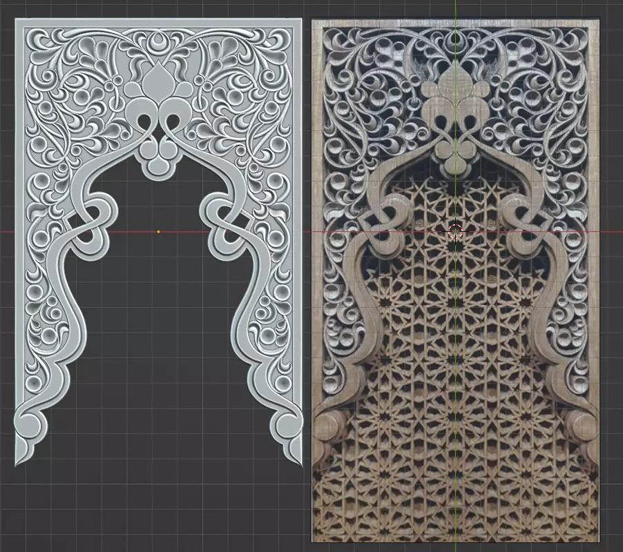 wood carving of the eastern arch 3D model_0