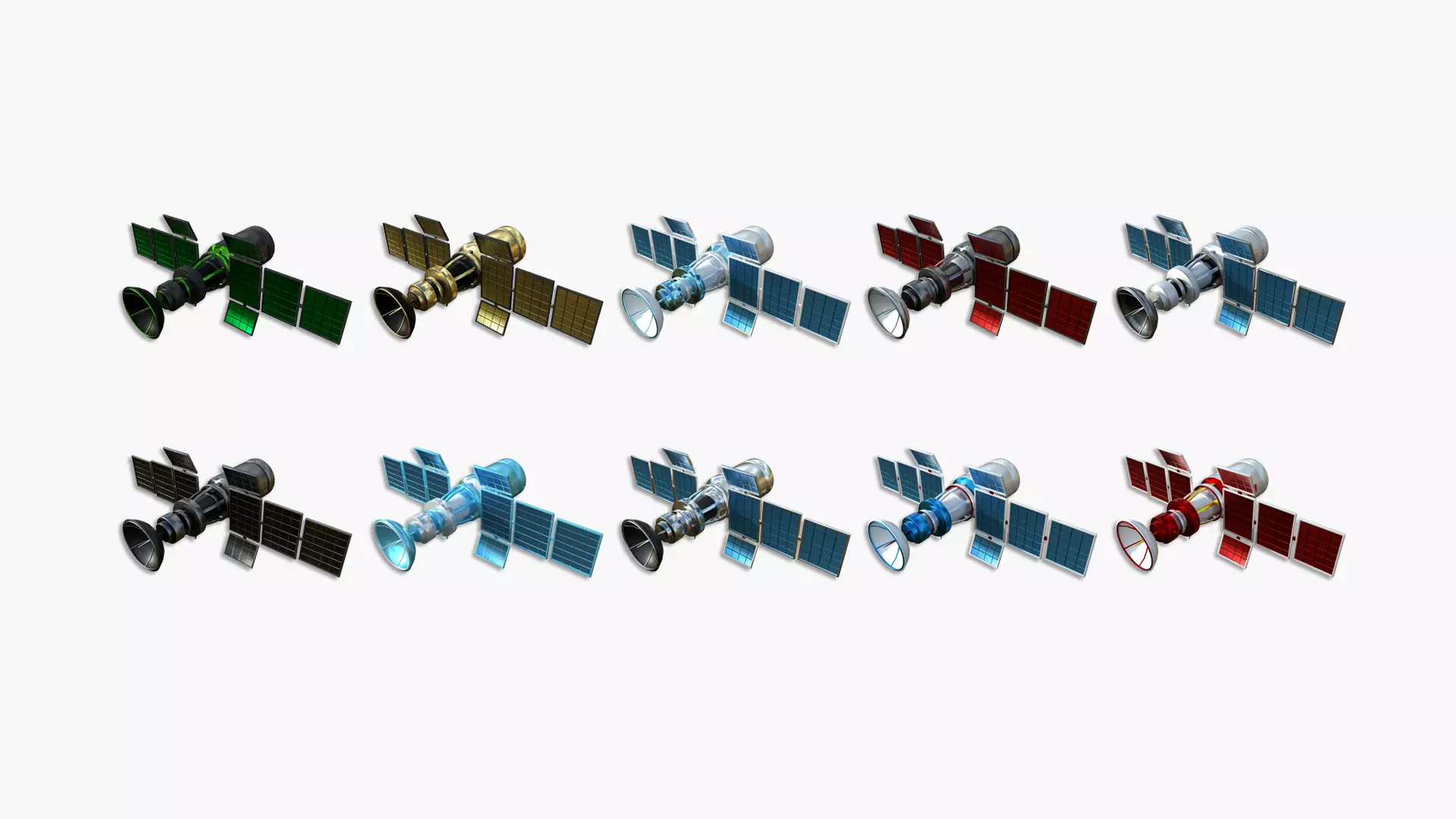 10 Satellites Colors Textures A Collection - SciFi Space Design _0