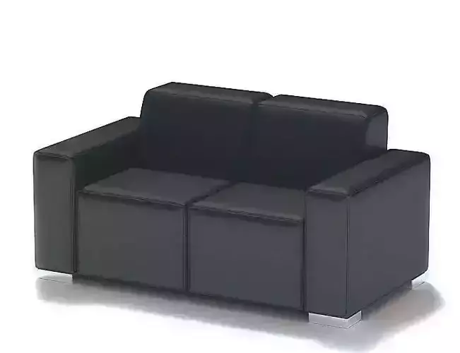 Furniture  Black Leather Couch