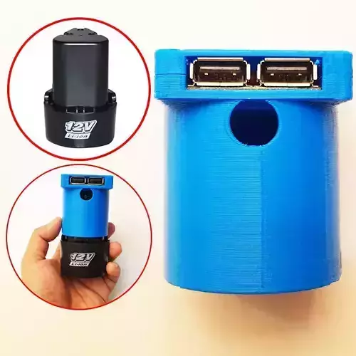Tool convert drill battery to power bank 3D print model
