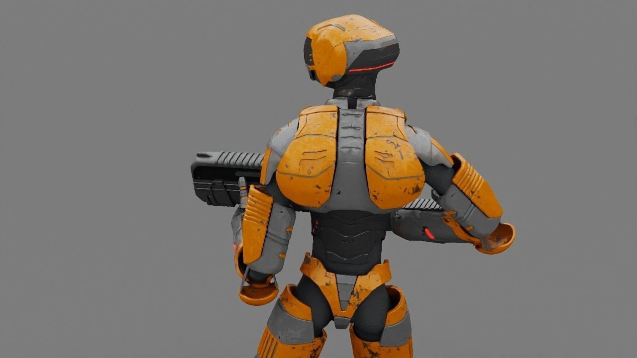 Alien Trooper rigged character 3D model_9