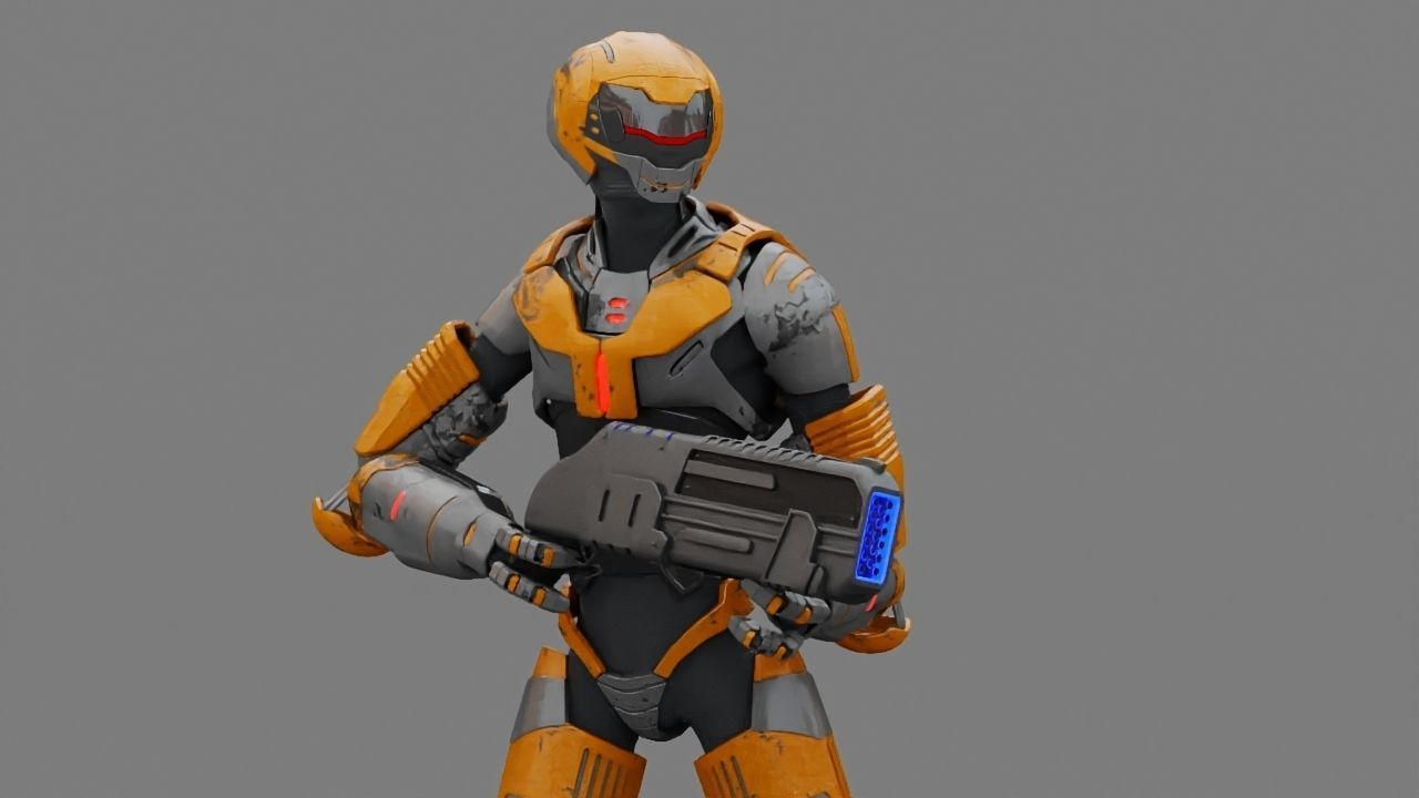 Alien Trooper rigged character 3D model_2