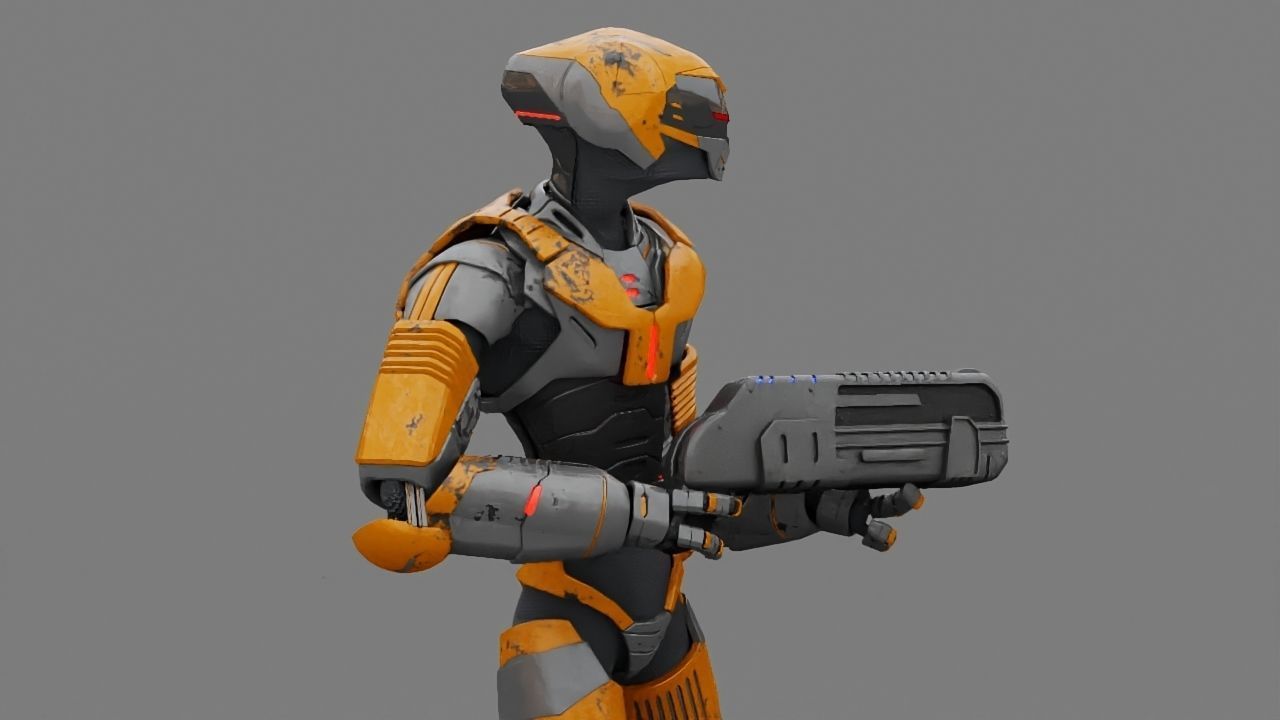 Alien Trooper rigged character 3D model_4