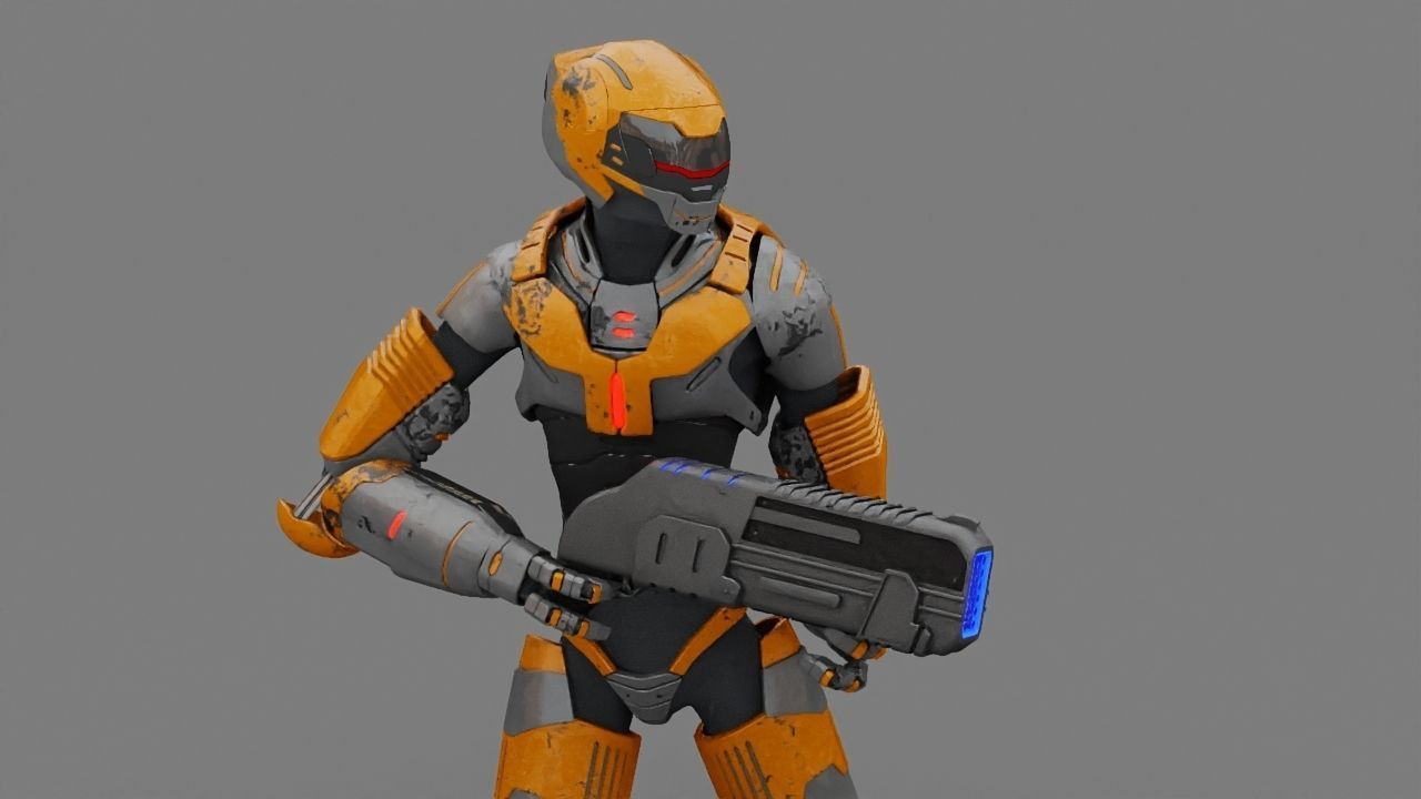 Alien Trooper rigged character 3D model_14