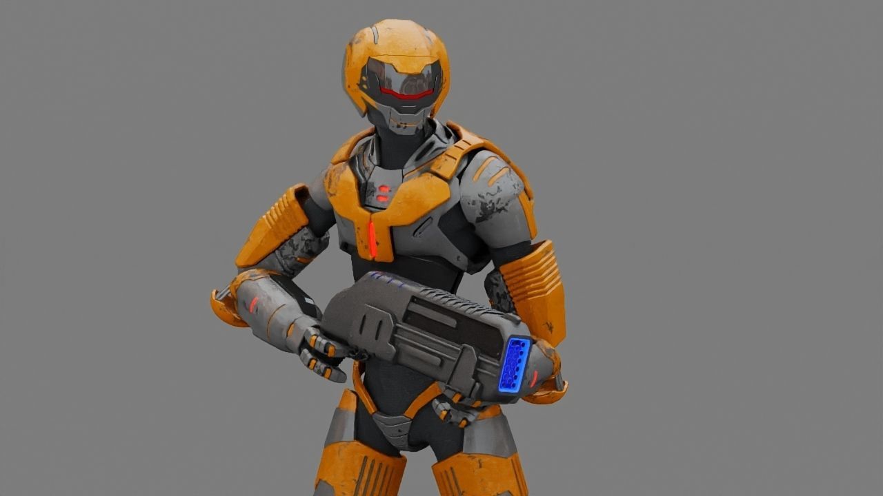 Alien Trooper rigged character 3D model_13