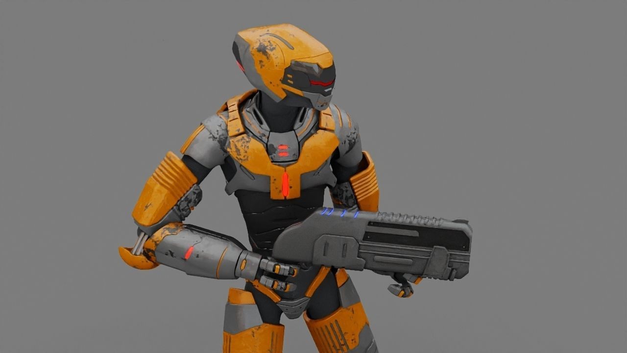 Alien Trooper rigged character 3D model_15