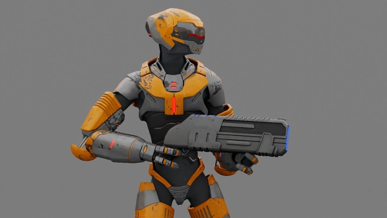 Alien Trooper rigged character 3D model_3