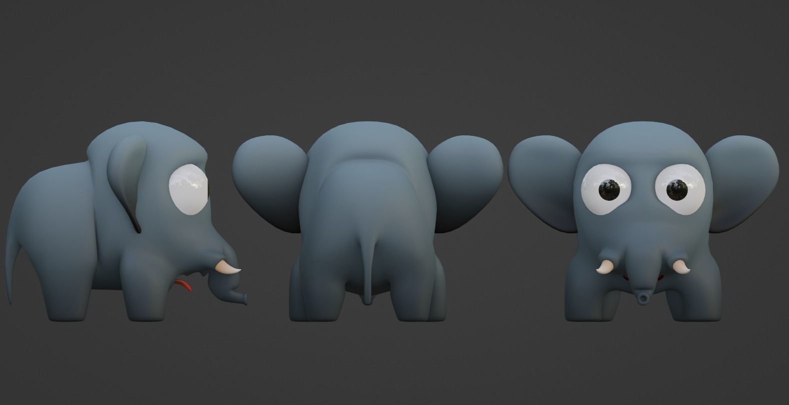 Cartoon Elephant Not Rigged 3D model_3