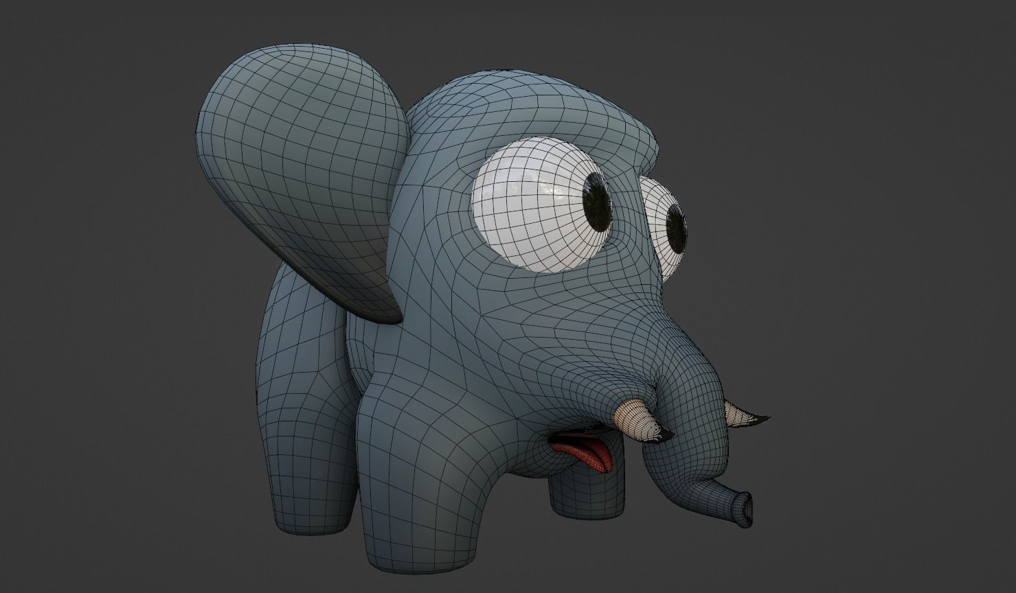 Cartoon Elephant Not Rigged 3D model_5