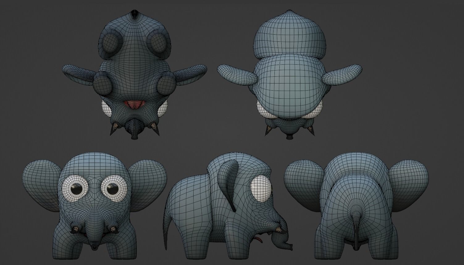 Cartoon Elephant Not Rigged 3D model_7
