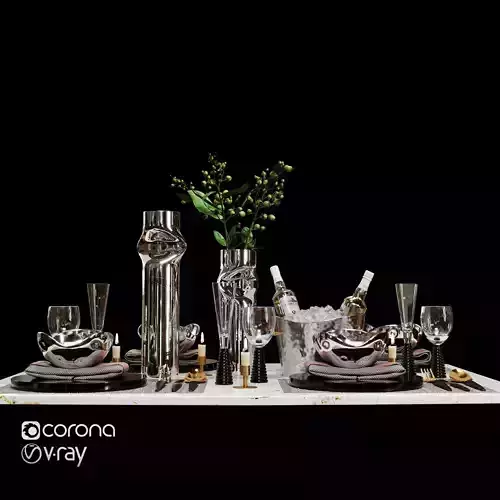 Luxury Model Room Tableware Set-8 3D model