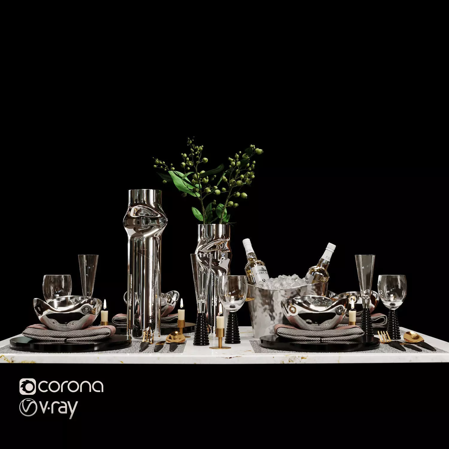 Luxury Model Room Tableware Set-8 3D model_0