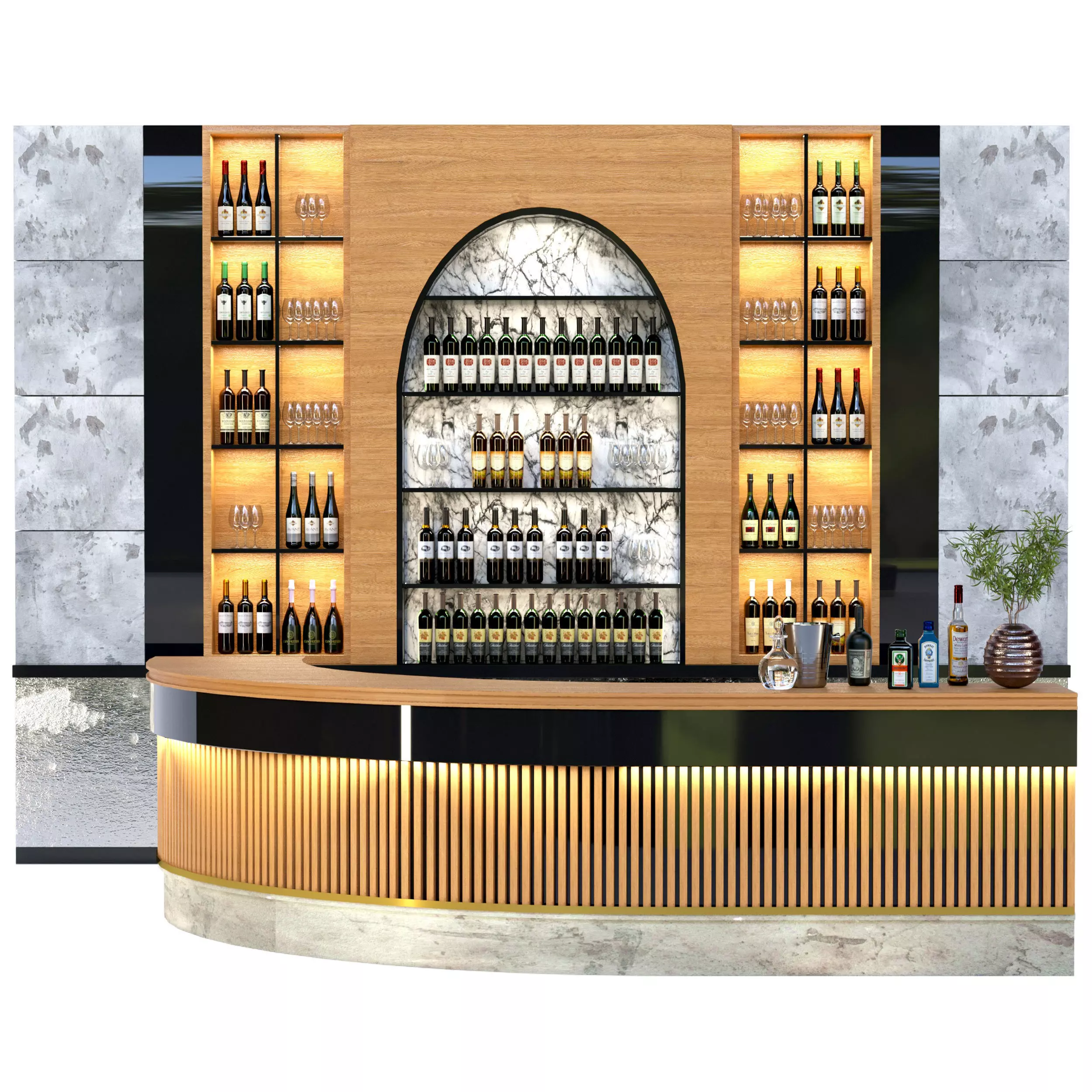 Restaurant with bar 3D model_0