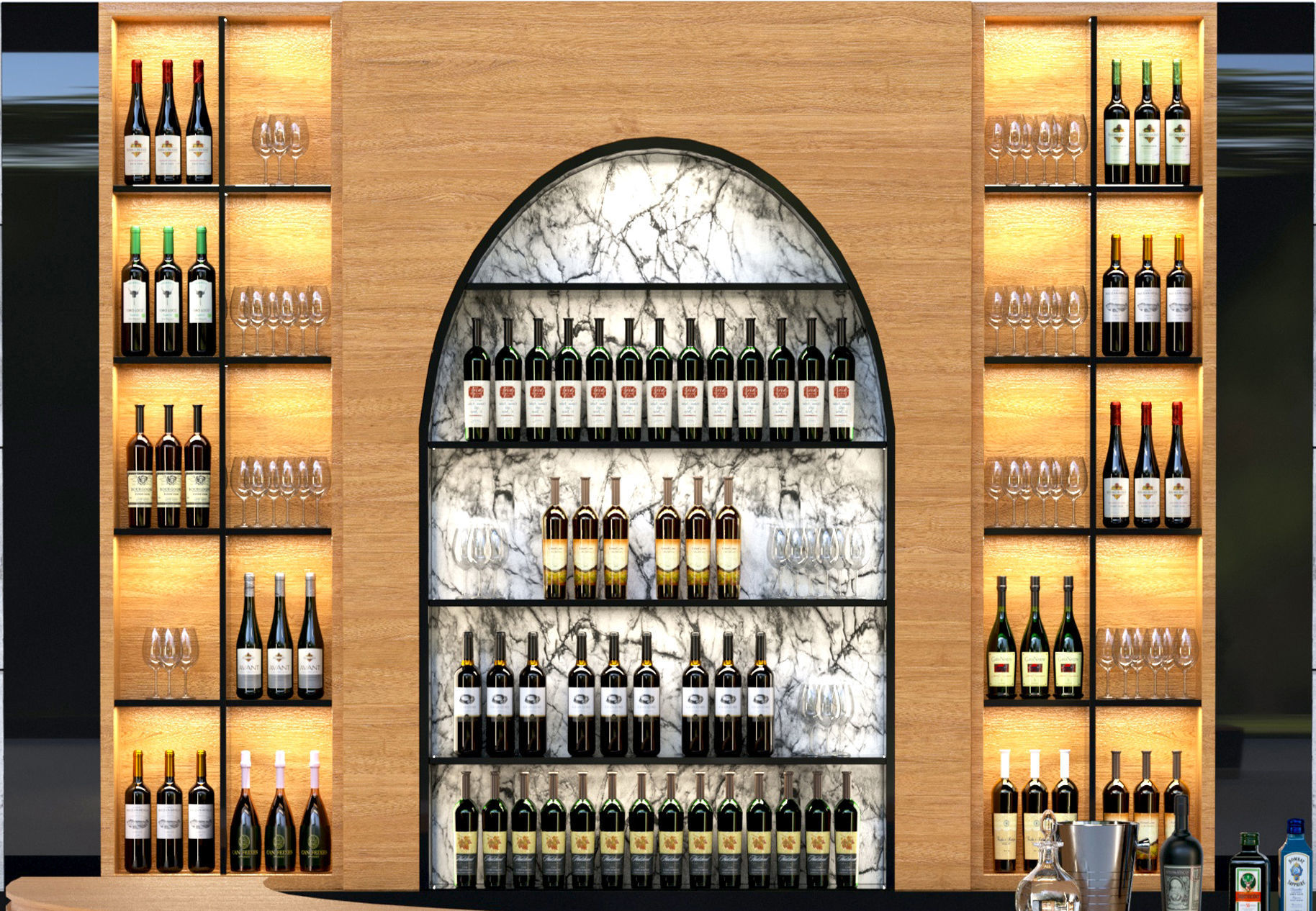 Restaurant with bar 3D model_2